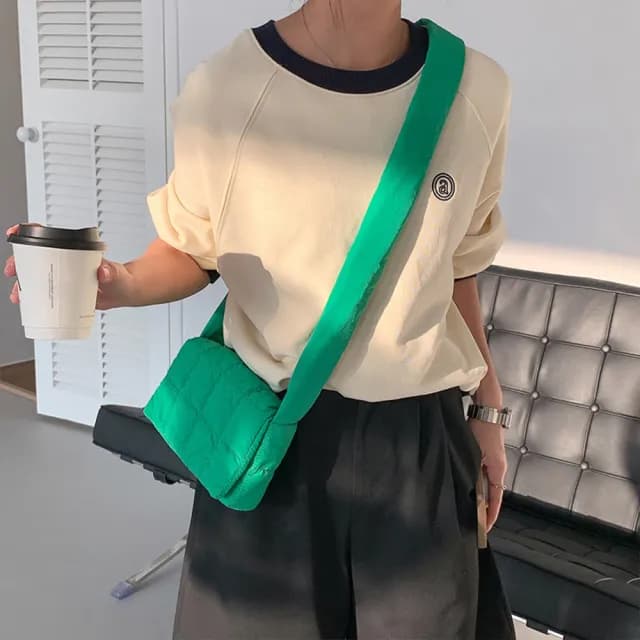 【MoonDy】情人節禮物 七夕 包包 包包 側背包 小方包 女生斜背包 尼龍斜背包 韓國包包 攜便包 鋪棉包包 側