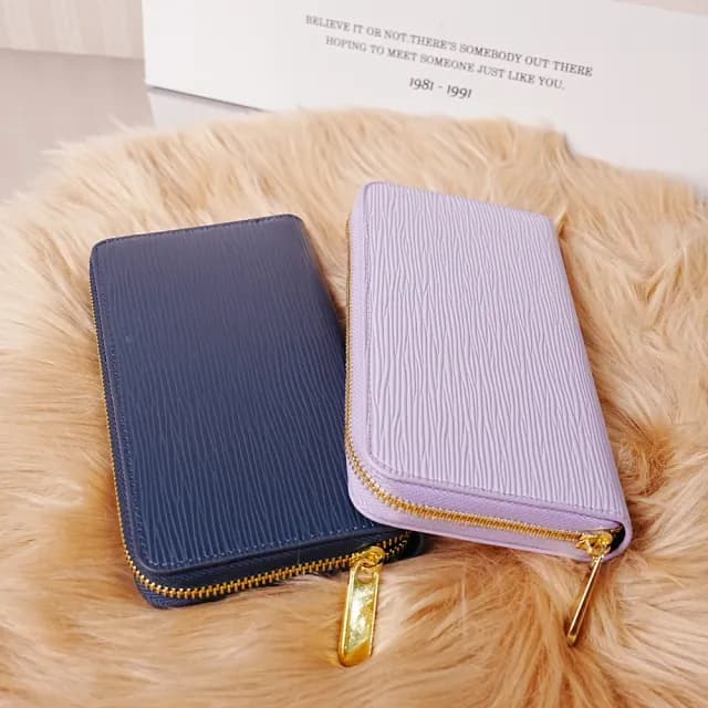 【MoonDy】雙11 包包 高品質 長夾 水波紋長夾 牛皮長夾 長夾 拉鏈長夾 女友生日禮物