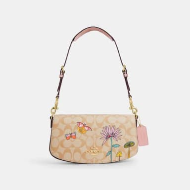 【COACH】蔻馳官方直營 ANDREA經典Logo印花單肩手袋COACH X OBSERVED BY US-IM/淺卡其色 混合色(CU395)
