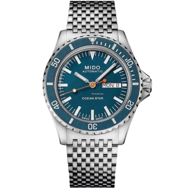 【MIDO 美度 官方授權】Ocean Star海洋之星水鬼週年特別版機械套錶組 情人節 禮物(M0268301104100)