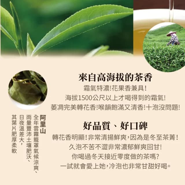 【台灣茶人】阿里山風味烏龍茶葉150gx12包(3斤)