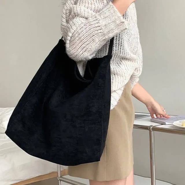【LEESA】情人節禮物 麂皮托特包\絨布包\美拉德包包\肩背包\單肩包\大容量包包\小眾包包\通勤大包\復古肩背