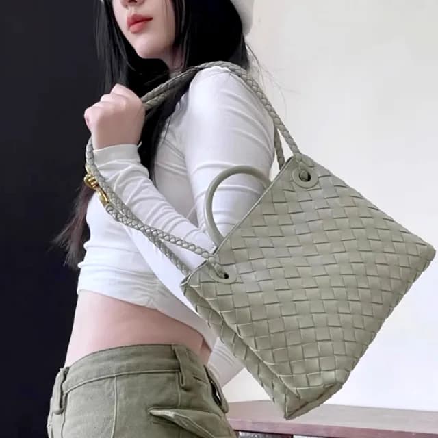 【LEESA】情人節禮物 編織托特包\手編\通勤包\復古包包\大容量\百搭手提包\大包包\托特包\編織包\休閒手提 