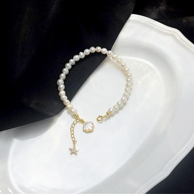 【LEESA】純銀手鍊 可調節 情人節生日禮物 送女友 手鍊 珍珠手鍊 女生手鍊 純銀釦環 飾品 純銀飾品