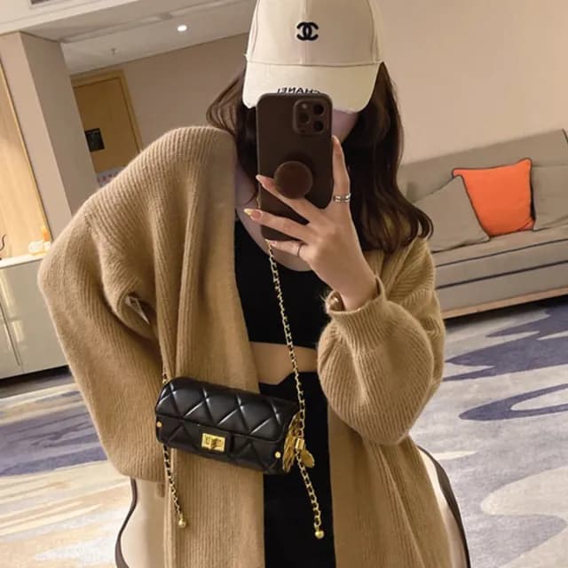 【LEESA】情人節禮物 菱格鏈條包\小香風包包\圓筒包\晚宴包\復古簡約山茶花\女生斜背包\女生側背包\腋下包\