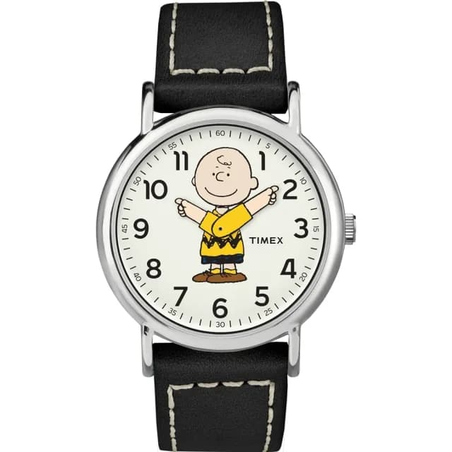 【TIMEX】天美時 x Peanuts限量聯名系列 38毫米查理布朗手錶 白x黑 TXTW2T60900