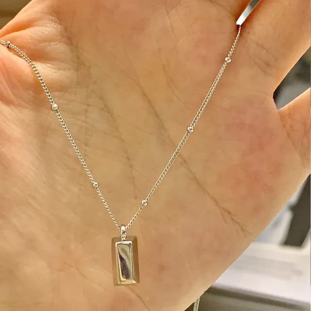 【LEESA】情人節禮物 七夕 金磚項鍊\鎖骨鏈\女生項鍊\招財項鍊\金色項鍊\純銀項鍊\銀飾\銀鍊\銀項鍊\韓國項