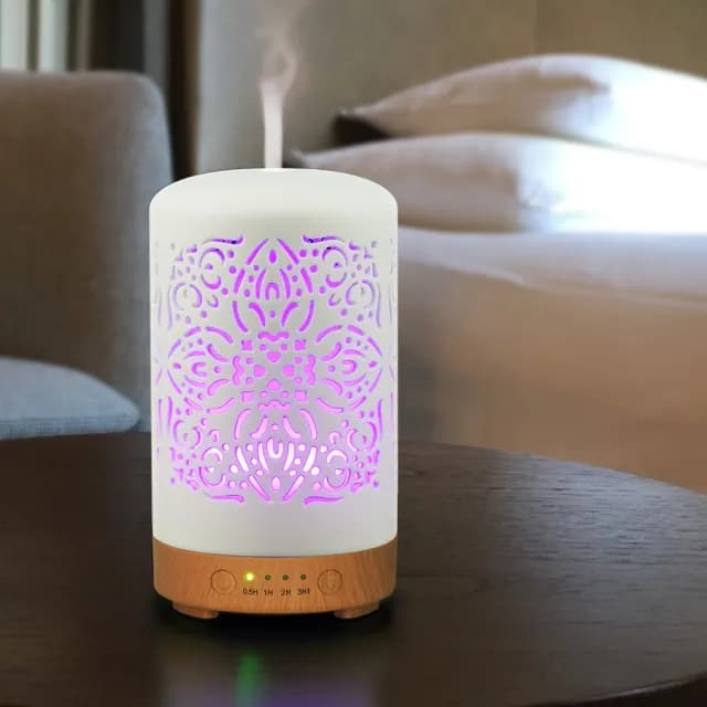 【Earnest Living】陶瓷鏤空水氧機 100ml(加濕器/薰香機/香氛機/精油燈/水氧機)