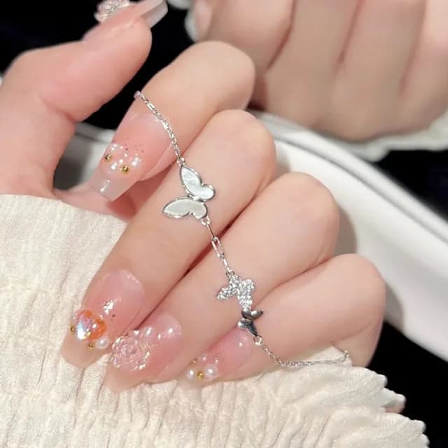 【LEESA】寶石手鍊\鋯石手鍊\首飾\純銀飾品\純銀手鍊\蝴蝶手鍊\生日禮物\貝母手鍊\手鏈\小眾手