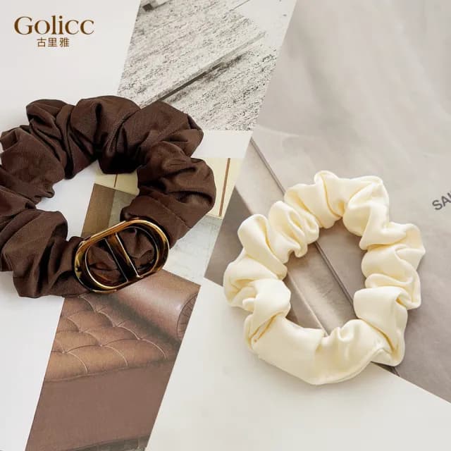 【Golicc】髮圈組合 買1送1 法式簡約優雅(99購物限定 生日 髮飾 頭飾 大腸圈 髮夾 禮物)