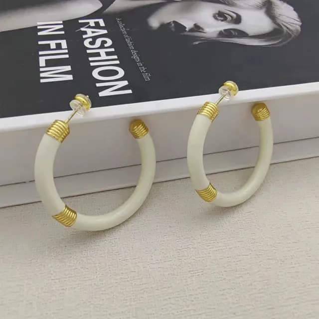 【MoonDy】情人節禮物 包包 純銀耳環 夾式耳環 圈圈耳環 C形耳環 大耳環 耳圈 復古耳環 個性耳環 珐琅耳環