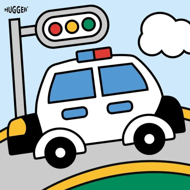 【HUGGER】簇絨黏土數字畫 小汽車(手工手作 DIY 有框 環保永續 生日兒童節禮物 台灣製造)