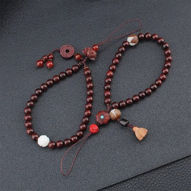 【LEEHER】手機掛繩 小葉紫檀手機鍊 吊墜飾品 佛珠手機掛繩 保平安  手腕掛件 送長輩 禮物