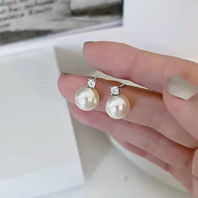 【MoonDy】包包 純銀耳環 珍珠耳釘 圓珠耳環 耳針 女耳環 珍珠耳環 氣質耳環 送女生 禮物 灰珍珠耳環