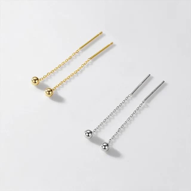 【LEESA】情人節禮物 七夕 純銀耳線\純銀耳環\流蘇耳環\長耳環\垂吊式耳環\韓國耳環\豆豆耳環\氣質耳環\簡