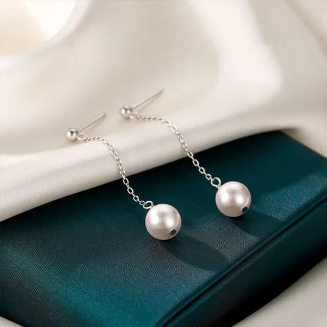 【MoonDy】情人節禮物 珍珠耳環 長耳環 韓國耳環 耳環 耳釘 飾品 S925純銀耳環 法式耳環 氣質耳環 垂墜式耳