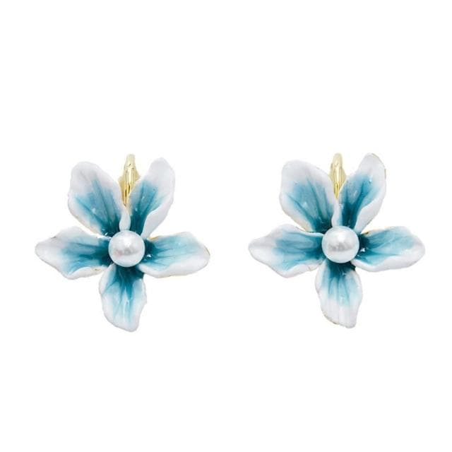 【巴黎精品】現貨+預購 耳環琺瑯耳飾(百合花朵彩釉珍珠女飾品2款a1gf58)
