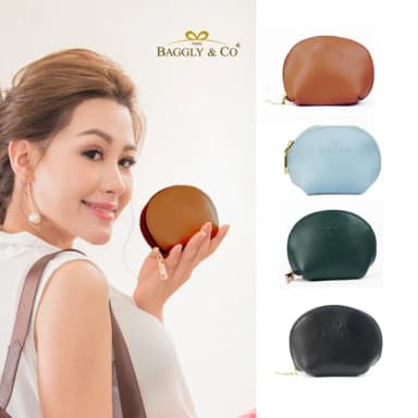 【BAGGLY&CO】母親節禮物 真皮質感貝殼零錢包(四色)