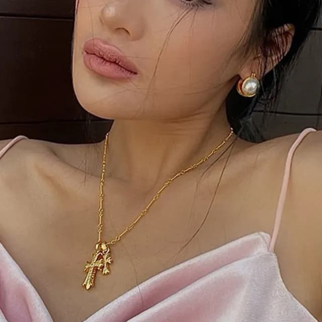 【MoonDy】情人節禮物 包包 項鍊 金項鍊 十字架項鍊 嘻哈項鍊 女生項鍊 歐美項鍊 韓國項鍊 小眾項鍊 復古項