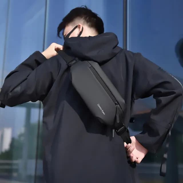 【MVJI】男士機能斜背包 騎行斜挎包 防水包 手機腰包 大容量背包 男士單肩胸包(側背包 父親節禮物)