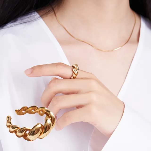 【LEESA】k金戒指\可調式戒指\純銀戒指\粗戒指\戒指女生\ins女戒指\女友禮物\情侶禮物