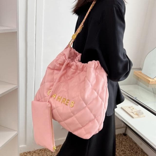 【LEESA】軟皮包包\鏈條包\小香風包包\大容量托特包\菱格包\黑色包包\白色包包\女生禮物\單肩包\送禮