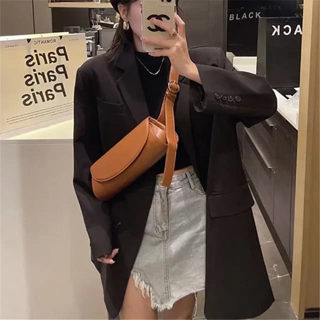 【LEEHER】情人節禮物 七夕 女包/包包女/包包/側背包/小包/女用包包/簡約休閒法棍包 /歐美腋下包/斜背包女/