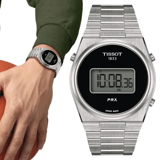 【TISSOT 天梭 官方授權】PRX DIGITAL 復古時尚數位腕錶 畢業禮物 送禮 推薦(T1374631105000)