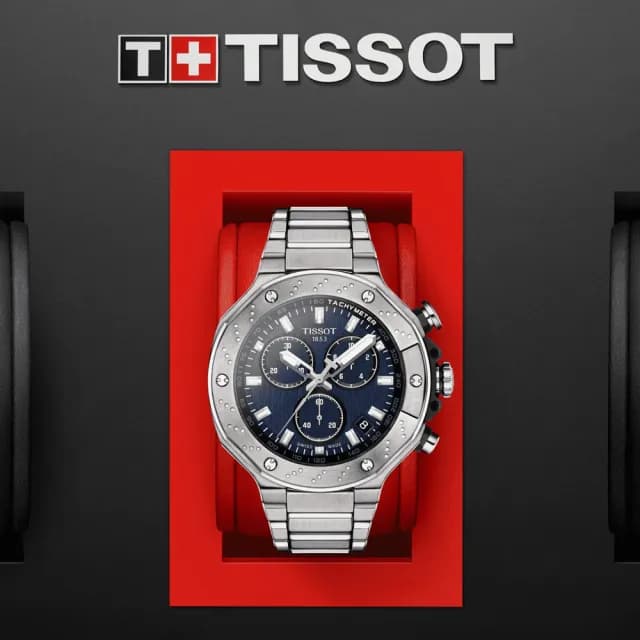 【TISSOT 天梭 官方授權】T-RACE 三眼競速計時石英腕錶 畢業禮物 送禮 推薦(T1414171104100)