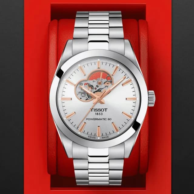 【TISSOT 天梭 官方授權】GENTLEMAN 經典開芯機械腕錶 畢業禮物 送禮 推薦(T1274071103101)