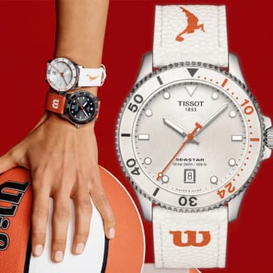 【TISSOT 天梭 官方授權】Seastar Wilson WNBA 石英手錶-40mm 加贈橘色錶帶 情人節 禮物(T1204101701100)