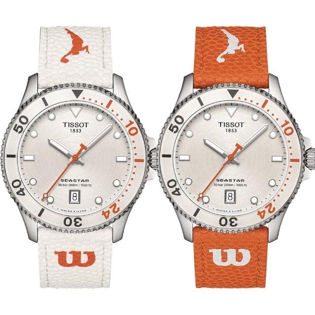 【TISSOT 天梭 官方授權】Seastar Wilson WNBA 石英手錶-40mm 加贈橘色錶帶 情人節 禮物(T1204101701100)