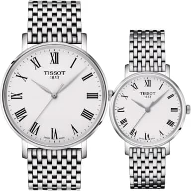 【TISSOT 天梭 官方授權】Everytime 羅馬經典情侶手錶 對錶 禮物(T1434101103300+T1432101103300)