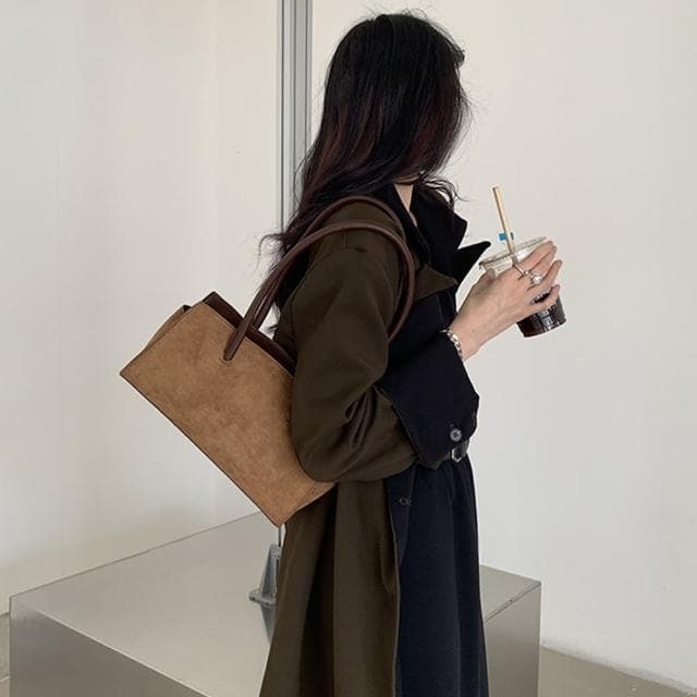 【LEEHER】母親節禮物 法棍包/包包/絨布包包/輕便/復古包/簡約/單肩包/麂皮包包/女士包包/腋下包