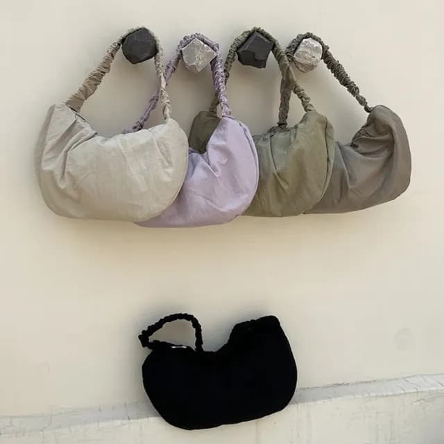 【巴黎精品】情人節禮物 現貨+預購 手提包尼龍肩背包(可愛休閒文藝褶皺雲朵女包包5色a1fp18)