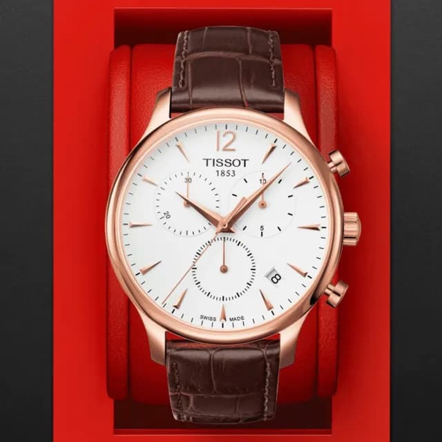 【TISSOT 天梭 官方授權】TRADITION 經典時尚三眼計時腕錶 畢業禮物 送禮 推薦(T0636173603700)