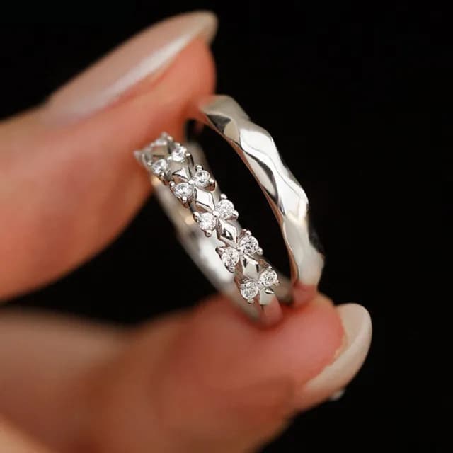 【MoonDy】母親節禮物 結婚戒指 情侶戒指 訂婚戒指 對戒 求婚戒指 純銀戒指 鑽石戒指 可調式戒指 男戒指 女
