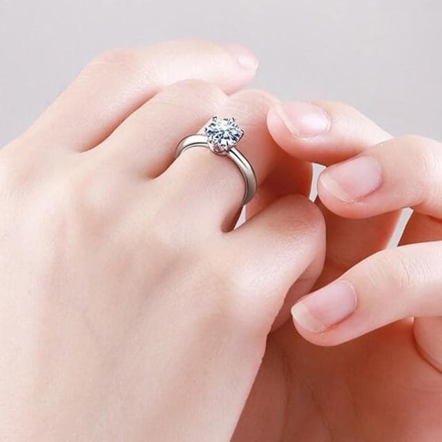 【KT DADA】結婚求婚戒 可調式戒指 戒指 S925純銀戒指 情侶戒指 戒指女生 生日禮物女生 鑽石戒指 六爪戒指