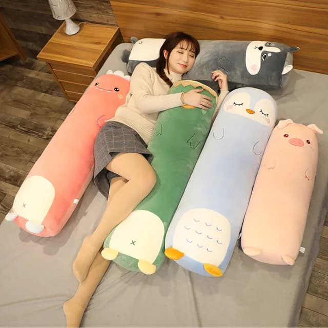 【Loga】可愛動物長條側睡夾腿長抱枕 70cm 禮物(可拆洗/彈力柔軟/不易變形/靠枕/陪睡抱枕/趴趴枕/沙發抱枕)