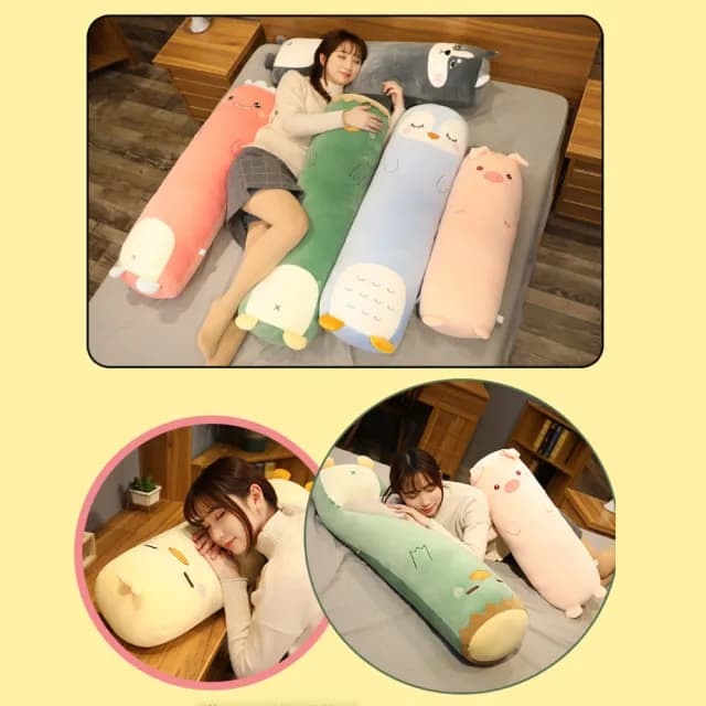 【Loga】可愛動物長條側睡夾腿長抱枕 70cm 禮物(可拆洗/彈力柔軟/不易變形/靠枕/陪睡抱枕/趴趴枕/沙發抱枕)