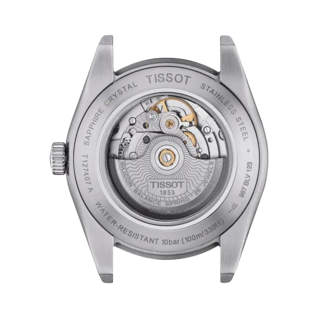 【TISSOT 天梭 官方授權】GENTLEMAN 冰藍色 簡約機械腕錶 畢業禮物 送禮 推薦(T1274071135100)