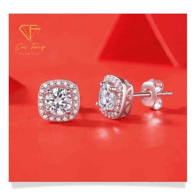 【CF鑽飾】耳環 莫桑鑽《公主方包》(雙11限定  耳釘 耳針 耳飾 雙11限定 求婚 聖誕 交換禮物 生日)