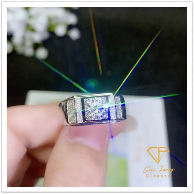 【CF鑽飾】男戒 莫桑鑽《何以琛》(1克拉 父親節 七夕 情人節戒指 鑽戒 禮物 生日)