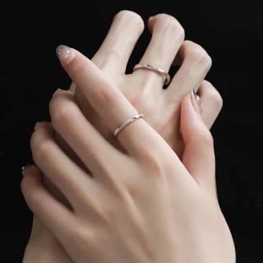 【MoonDy】母親節禮物 純銀戒指 素戒指 訂婚戒指 情侶戒指 對戒 結婚戒指 銀戒指 細戒指 磨砂戒指 可調式戒