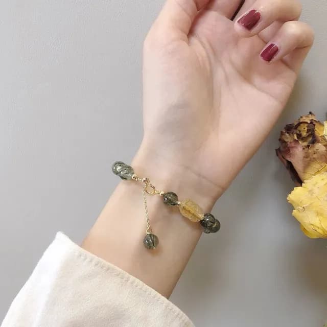 【LEESA】情人節禮物 手串\手鍊串珠\綠髮晶手鍊\金髮晶\串珠水晶\貔貅手鍊\閨蜜手練\招財手鍊\平安手鍊\避 