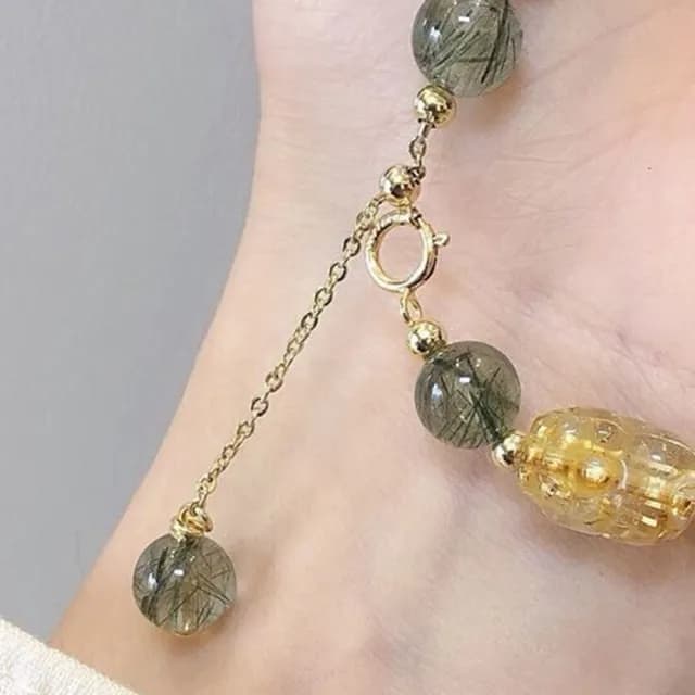 【LEESA】情人節禮物 七夕 手串\手鍊串珠\綠髮晶手鍊\金髮晶\串珠水晶\貔貅手鍊\閨蜜手練\招財手鍊\平安手
