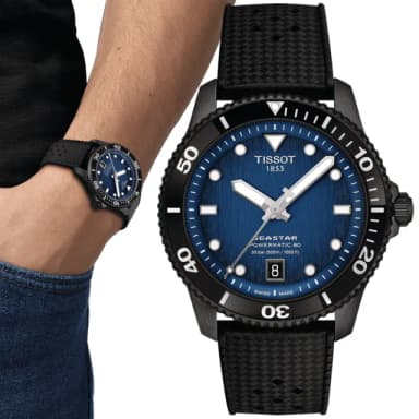 【TISSOT 天梭】SEASTAR1000海星系列 潛水機械腕錶 母親節 禮物 推薦(T1208073704100)