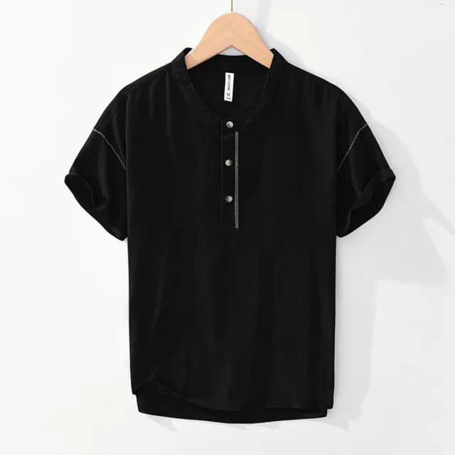 【巴黎精品】父親節禮物 T恤短袖上衣(時尚復古棉麻短T男裝3色a1es58)