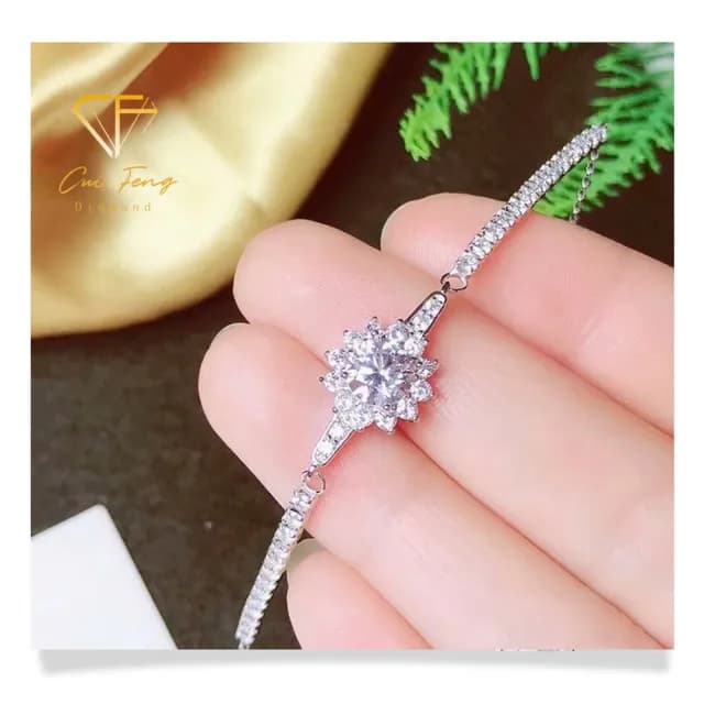 【CF鑽飾】手鍊 莫桑鑽《雪夜》(1克拉 七夕 鑽石 手鏈 情人節 禮物送禮 求婚 生日)