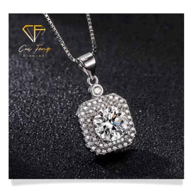 【CF鑽飾】項鍊 莫桑鑽《豪鑲方包》(1克拉 雙11限定 鑽石 項鏈 聖誕 交換禮物 生日)